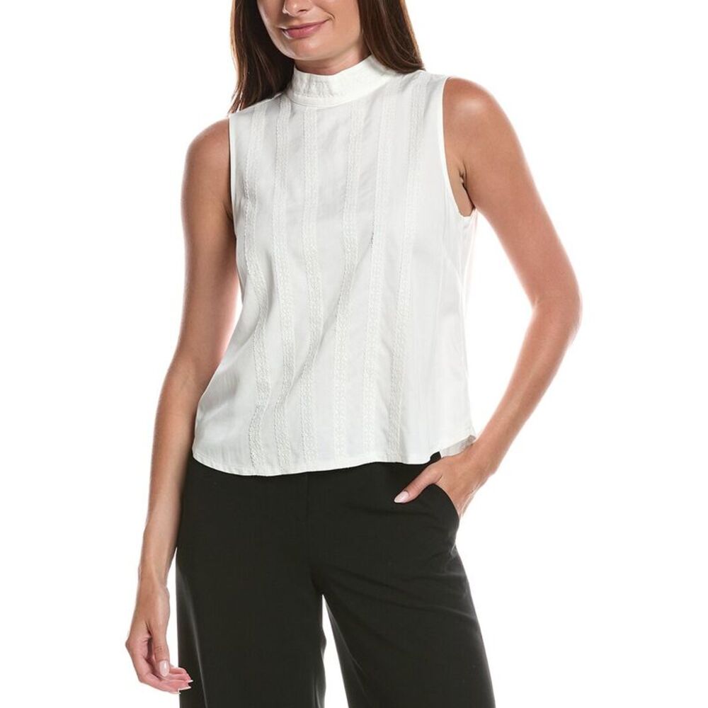 Wit & Wisdom Womens Mix Media Tank, White